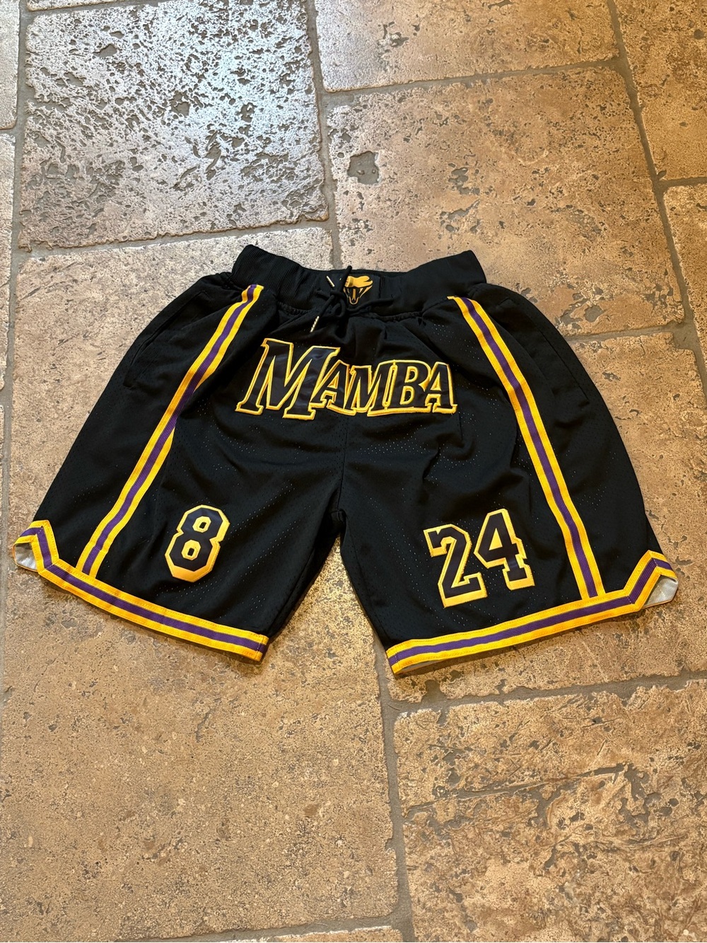 Just Don Mamba Black Basketball Shorts with Yellow & Purple Trim Size Medium